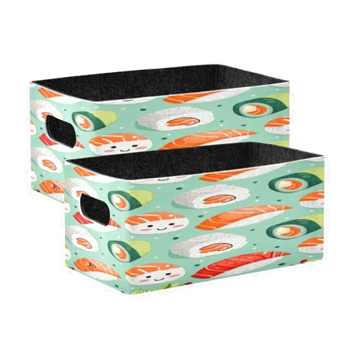 xigua Sushi Storage Bins Set of 2,Collapsible Storage Cube Home Decor Storage Baskets Organizer for Toys Books Shelves Closet Laundry Nursery