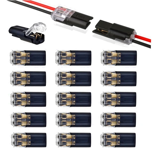 Arvintas 25 PCS Double-Wire Plug-in Connector, Pluggable 2 Pin 2 Way Led Strip Lights Connectors Low Voltage Wire Connector with Locking Buckle, Fast Connect Plugs Led Connectors for Strip Lights