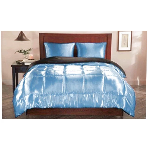 Luxora Bedding 3 Pcs Silk Comforter King/California King Size Bedding Set Light Blue Satin Silky Soft Bed in A Bag Luxury Quilt Comforter Set (1 Comforter, 2 Pillowcases)