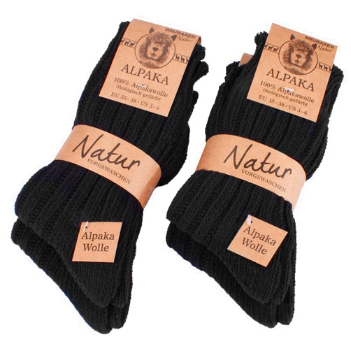 BRUBAKER Warm Alpaca Socks for Men or Women - 4 Pairs