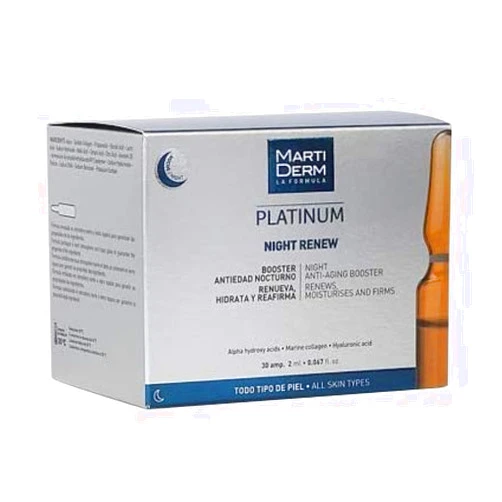 Martiderm Night Renew Platinum | 30amp | Night Anti Aging Booster | Regenerates and Moisturizes Skin