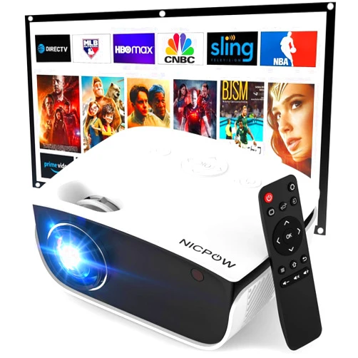 NICPOW Outdoor Projector, Mini Projector for Home Theater, 1080P and 240