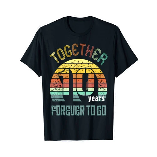 Best Marriage Anniversary Gifts - Family Apparel 10th Years Wedding Anniversary Gifts For Couples Matching T-Shirt
