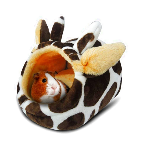HOMEYA Small Animal Pet Bed, Sleeping House Habitat Nest for Guinea Pig Hamster Hedgehog Rat Chinchilla Hideout Bedding Snuggle Sack Cuddle Cup Cage Accessories with Removable Washable Mat (Brown)