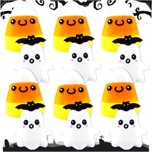 Liliful 12 Pcs Halloween Plush Toys Soft Stuffed Animal Boo Ghost Corn Candy Set Halloween Birthday Party Favors for Decorations Favors Mini Dog Toy Set 6 Pcs Boo 6 Pcs Ghost 3 in
