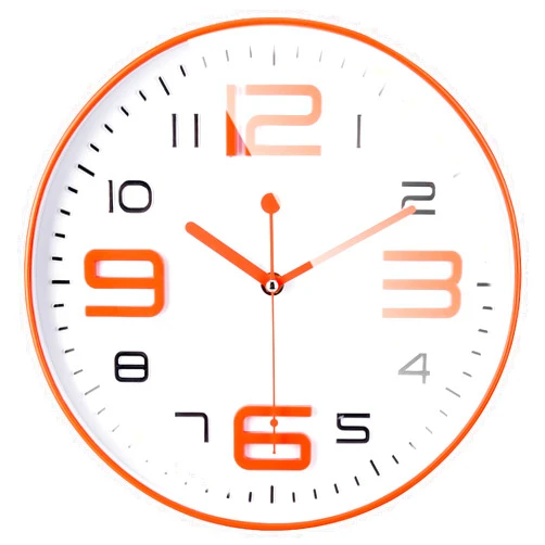 Topkey 12” Silent Round Wall Clock Arabic Numerals Easy Read Clock for Living Room, Bedroom,School and Nursery (Battery Not Included) Orange