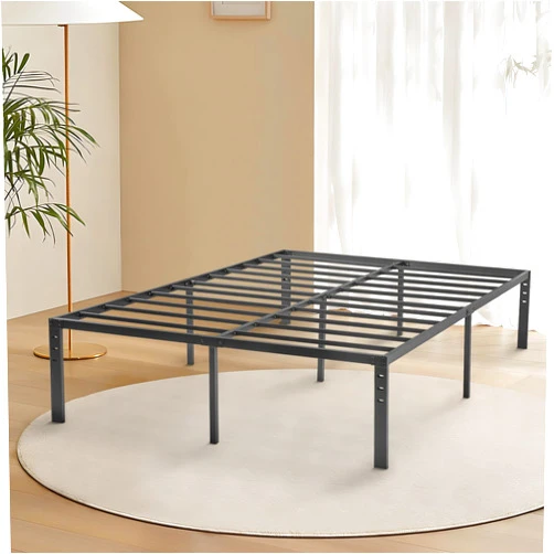 Fusehome Bed Frame Full Size,18 Inch Metal Platform Bed Frame, Storage Space Under Bed, Mattress Foundation with Heavy Duty Steel Slat Support, No Box Spring Needed Easy Assembly, Black