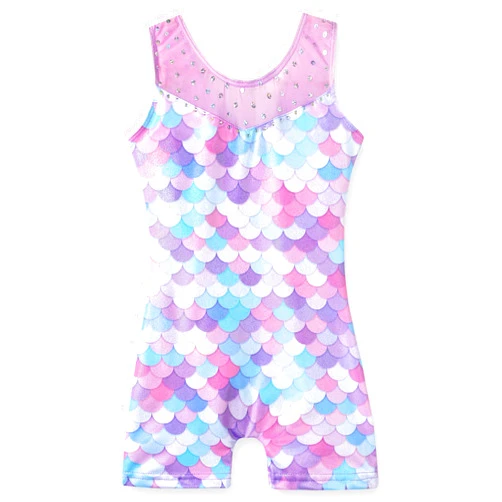 Belovance Leotards for Girls Gymnastics Toddler Dance Biketards Mermaid Unicorn Athletic Dance Wear Shiny Rainbow Blue Hotpink