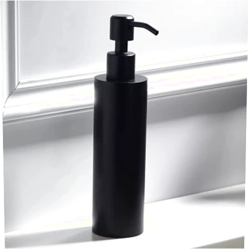 WSLWJH Soap Dispenser Wall-Mounted Liquid Dispenser 200Ml Stainless Steel Soap Dispenser Black Coated Round Countertop Hand Pump Lotion Bottle Kitchen Bathroom Supplies