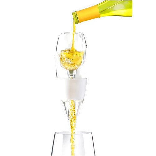 Vinturi Classic Essential Wine Aerator Pourer and Decanter Provides Enhanced Flavors with Smoother Finish Features Easy to Grip Silicone Body and No-Drip Stand, White