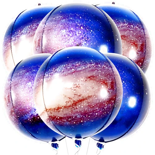 KatchOn, Big 22 Inch Galaxy Balloons - Pack of 6, Galaxy Party Supplies | 360 Degree 4D Round Sphere Space Balloons for Galaxy Party Decorations | Planet Balloons for Outer Space Party Decorations