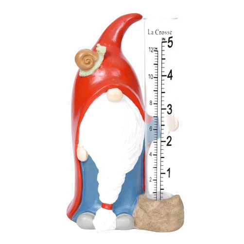La Crosse Technology La Crosse 704-4115 5 in. Table Standing Polyresin Gnome Rain Gauge