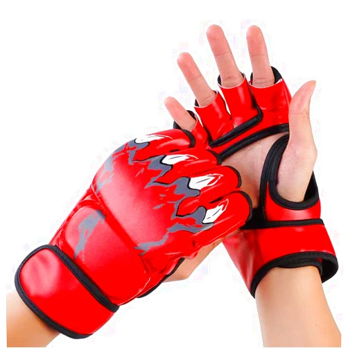 MarsHopper Enhanced Half-Finger Boxing Gloves MMA UFC Punching Bag Gloves with Adjustable Velcro Wrist Band (Size: M&L