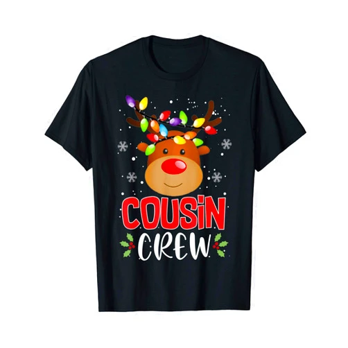 Cousin Crew Reindeer Shirt Merry Christmas Gifts. Christmas Cousin Crew Funny Reindeer Matching Pajama Gift T-Shirt