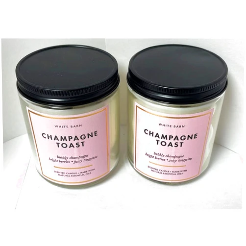 Bath & Body Works Set of 2 Bath and Body Works White Barn Champagne Toast Single Wick Candle 7 Ounce each