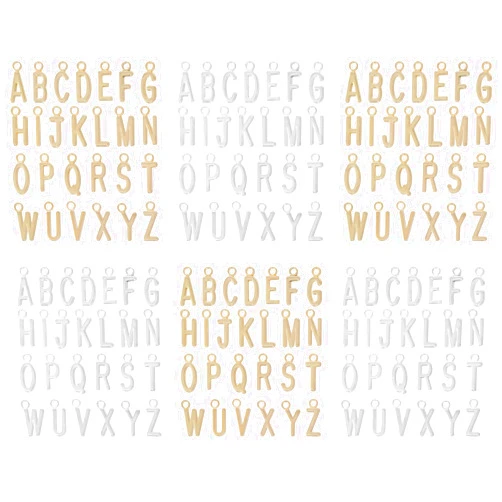 Pistha 6 Sets/156 Pcs Silver Gold Alphabet Letter Charms Mini A-Z Metal Letter Charms for Bracelet Jewelry Making
