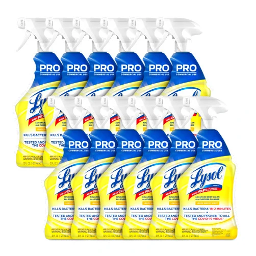 Lysol Pro All-Purpose Cleaner, Advanced Deep Cleaning Sanitizing and Disinfecting Spray, For Commercial Use, Use to Clean and Deodorize, Lemon Breeze Scent, 32oz (Pack of 12)