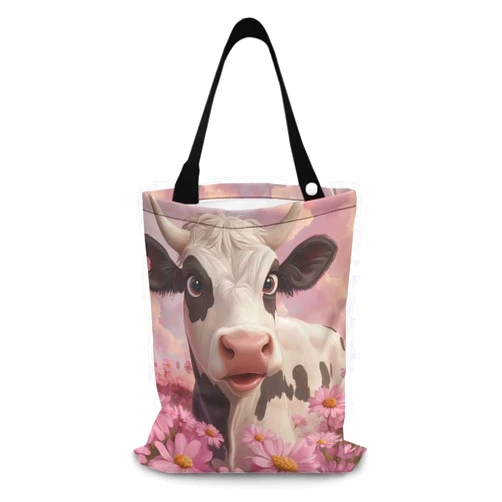 Qiyupavto Cute Cow Car Trash Bag Hanging Car Garbage Can Waterproof Car Garbage Storage Can With Snap Car Organizers and Storage Bag for Most Sedans SUVs Trucks