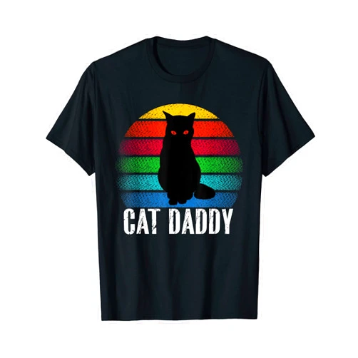 Lucky Funny Best Cat Dad Ever Colorful cat Funny Best Cat Dad Ever Colorful cat with focused eyes T-Shirt