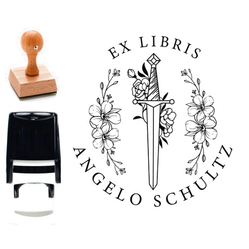 Pickled Stamps from The Library of - Personalized Self-Inking Ex Libris Book Stamp for Librarians - Leave Your Mark with Self-Inking Stamps, Custom Stamps | Personalized Signature Stamps 1 5/8” x 1 5/8”