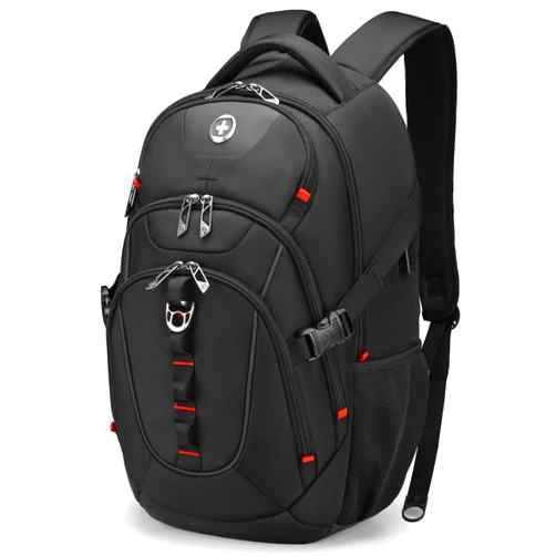 Swissdigital Design Business Laptop Backpack with Smart USB Charging Port Travel Backpack Fits 15.6 inches laptops (VECTOR SD803-01 Black)