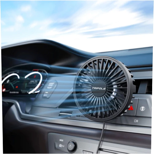 TriPole Car Fan USB Fan for Car Vent Powerful 3 Speed Car Cooling Clip Fan with Quiet Brushless Motor 360 Degree Rotatable Portable Fan for Car Vehicle, Van, Truck, SUV, RV