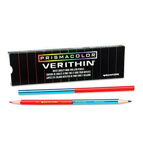 Berol Prismacolor 02456 Verithin Double-Ended Colored Pencils Blue/Red Dozen