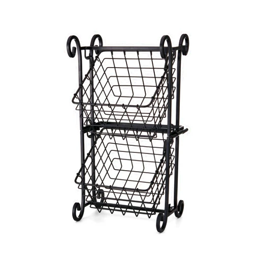 Gourmet Basics by Mikasa Flip Adjustable Fruit Storage Basket, 2-Tier, Black