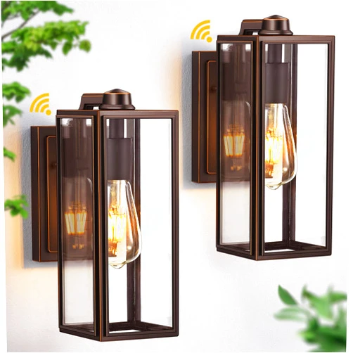 VIANIS Dusk to Dawn Outdoor Lighting, Modern Oil Rubbed Bronze Wall Light Fixtures, 100% Aluminum Porch Lights Outdoor, Anti-Rust Waterproof Outside Sconce Lights for Patio Front Door Entryway, 2-Pack