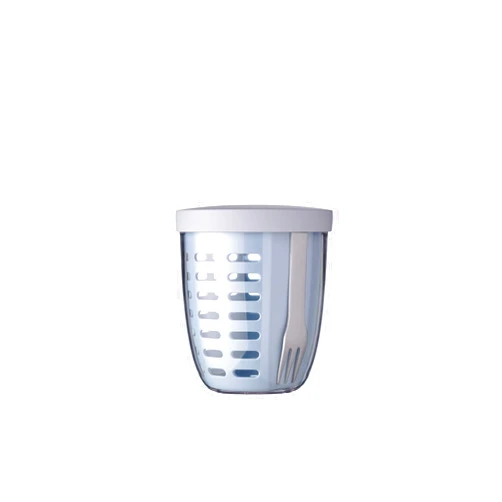 MEPAL, Fruit and Veggie Snack Pot with Airtight Lid, Colander and Fork, Portable, BPA Free, Nordic Blue, Holds 600ml|20oz, 1 Count