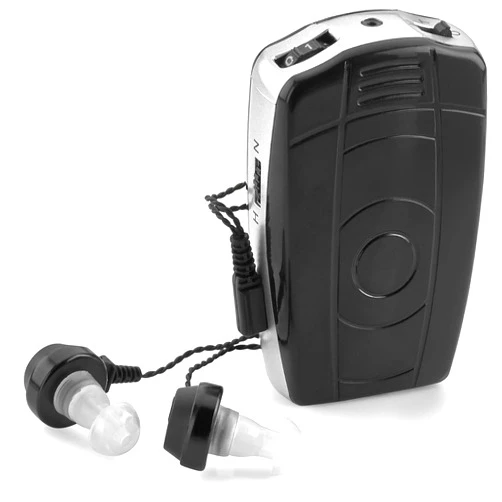MEDca Digital Personal Sound and Voice Amplifier - Pocket Sound with Single Ear and Double Ear Headphone Earbuds with Wired Connectivity Technology for Adults - Black