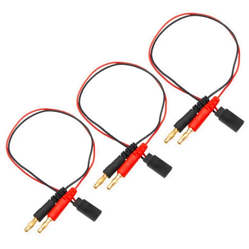 HIRCQOO 3Pcs RC Banana Plugs 4mm Bullet Connector to JR Plug Adapter 22AWG 30CM (11.8inch) Charging Cable for RC Helicopter Quadcopter LiPo Batteries Vehicle Adapter Lead