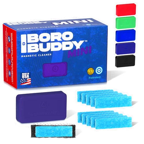 SNOWTREE - BoroBuddy | Magnetic Glass Cleaner | Glass Pieces, Bottles, Vases | Compact Design for Tighter Spaces & Smaller Glass Pieces | Double Sided | Purple