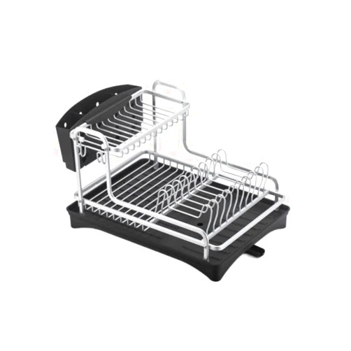 UsmAsk Dish Drainer Rack Dish Rack 2 Tier Kitchen Counter Dish Rack, with Adjustable Swivel Spout and Drainboard Dish Drying Rack Drainer Rack/43 * 30.5 * 24Cm