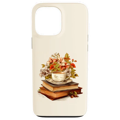 Books Coffee and Flowers shoppa Books Coffee and Flowers Vintage Library Bibliomane lovers Case for iPhone 13 Pro Max