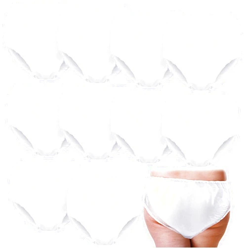 Weewooday 10 Pcs Adult Plastic Pants, X-Large, White, Waterproof Incontinence Underpants EVA Pull on Cover Pants Leak Proof Washable Incontinence Pants for Men Women Elderly