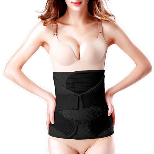 ChongErfei 3 in 1 Postpartum Belly Band - Postpartum Belly Support Recovery Wrap, After Birth Brace, Slimming Girdles, Body Shaper Waist Shapewear, Post Surgery Pregnancy Belly Support Band (S/M, Black)
