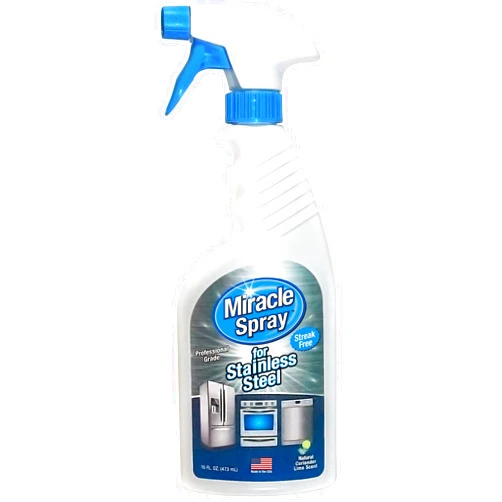 Miracle Brands MiracleSpray for Stainless Steel, Cleaning Spray, Removes Fingerprints and Smudges From Oven, Refrigerator, Microwave, Sink, Hood, and Grill, 16 Ounce
