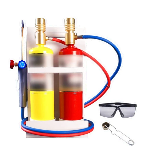 Cybring Oxygen MAPP Torch Kit With Pressure Meter With Tank Support, Glasses And Flint Spark Lighter(Gas Cylinders Not Included)