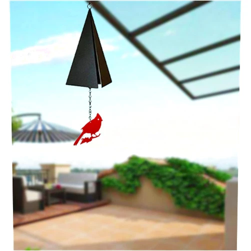 ZBLL North Country Wind Bells，Cardinal Bird Wind Chime ，Geometric Bird Bell Metal Wind Chimes with Buoy , Wind Chime Catcher for Outdoor Yard Home Decor (red Bird), Black