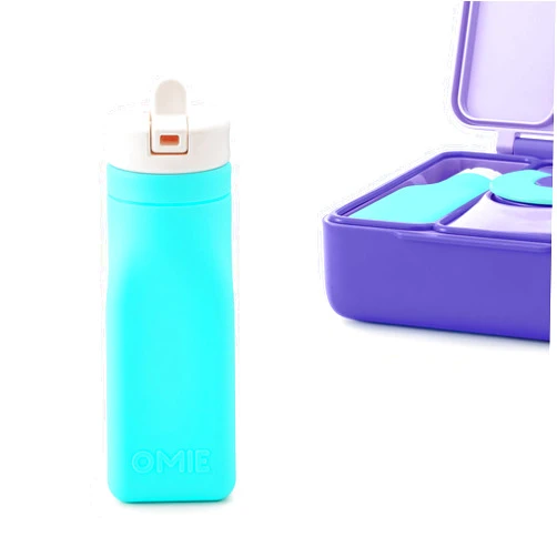 Omie OmieBox Reusable Silicone Water Bottle - 8.7 oz, Straw Top, BPA-Free & Phthalate-Free, Leak-Proof (Teal) (OmieBox Sold Separately)