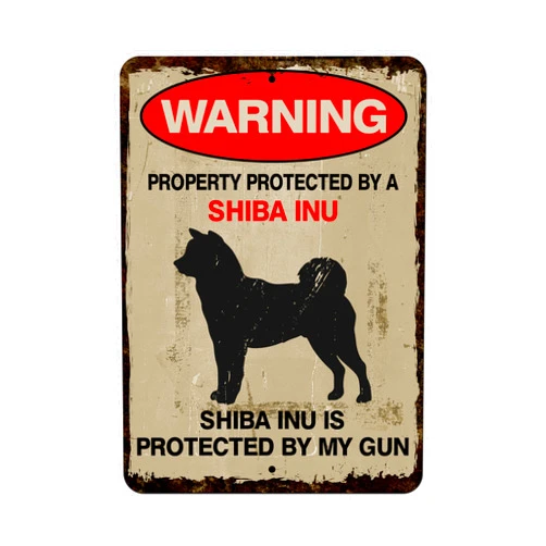 Bleu Reign Weatherproof Sign For Fence, Yard, Home, Garage - Beware of Shiba Inu - Dog Lover, Safety and Security, Vintage Warning Property Protected (8x12 in)
