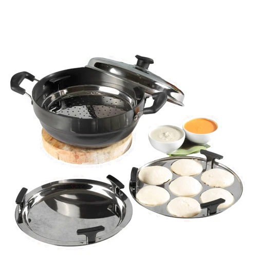 Vinod Multi Kadhai (Hard Anodized) - Idli Maker, Dhokla Maker, 26 cm Kadai