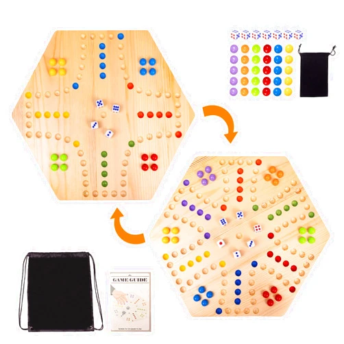WodGod Marble Board Game,Aggravation Board Game,Set:1 Board+30 Marbles+7 Dice+1 Storage Bag+1 Shoulder Bag,6 Colors,Fast Track Wahoo Board Game,2 in 1 Board for 4-6 Players,Portable,Perfect for Family Party