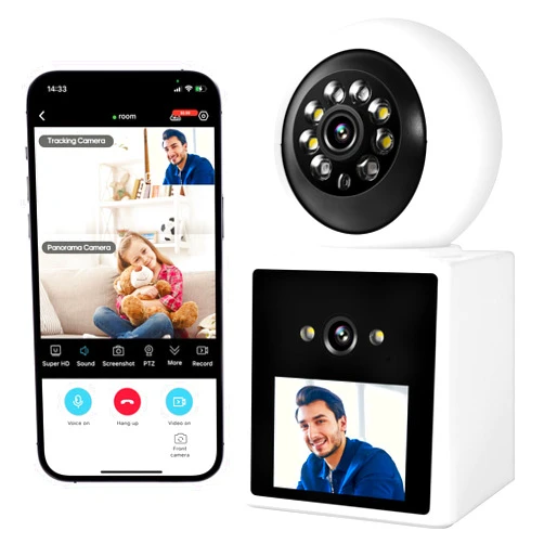 COOHILIGH Two-Way Video Call Security Camera with HD Screen, 1080P Indoor Home Security Camera, Indoor House Sitter Camera, Baby/Elderly/Sitter/Dog/Pet Camera with Mobile Apps