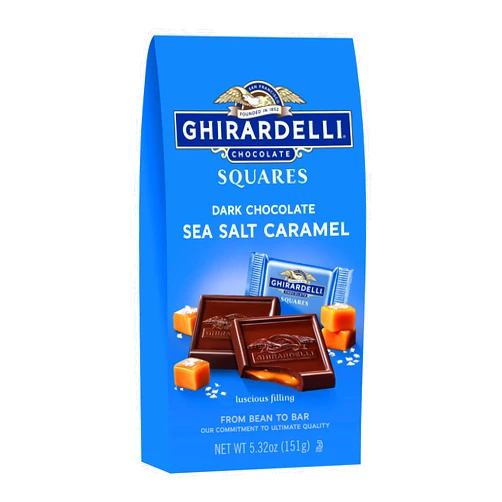 GHIRARDELLI Dark Chocolate Sea Salt Caramel Squares - 5.32 oz Bags - Pack of 6