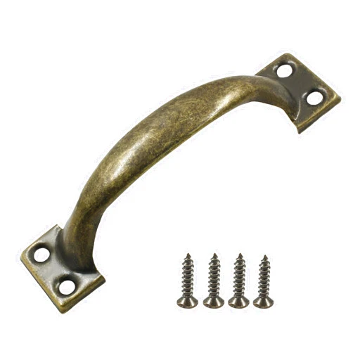 Piutouyar 4 Pcs Bronze Pull Handles, Vintage Style Barn Door Handles Metal Gate Pull Handle Cabinet Handles for Drawer, Dresser, Cupboard, Closet (4 Inch Length)