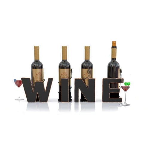 HOUSE VINES WWW.HOUSEVINES.COM Wine Decor - Metal Wine Bottle Holder - All 4 Letters Wine - Decorative Wine Bottle Holders - Gifts for Wine Lovers - Winery Decor by HouseVines