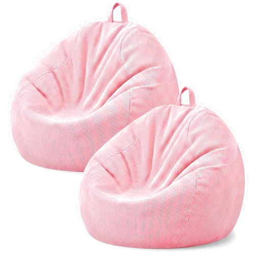 Flutesan 2 Pack Bean Bag Chair Cover (No Filler) 39 x 47 inch for Adults Stuffed Animal Storage Washable Giant Pink Corduroy Bean Bag Floor Cushion Cover for Living Room Bedroom Dorm