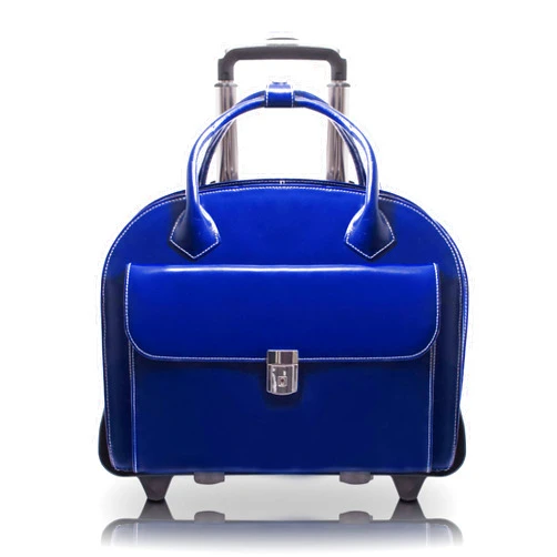 McKleinUSA Glen Ellyn 94367 W Series Italian Leather Detachable-Wheeled Ladies Briefcase (Navy)